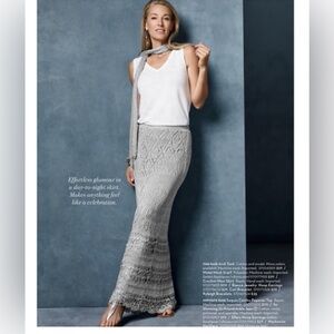 NWT Chicos Gray (Seagull) Crochet Maxi Skirt Size 3